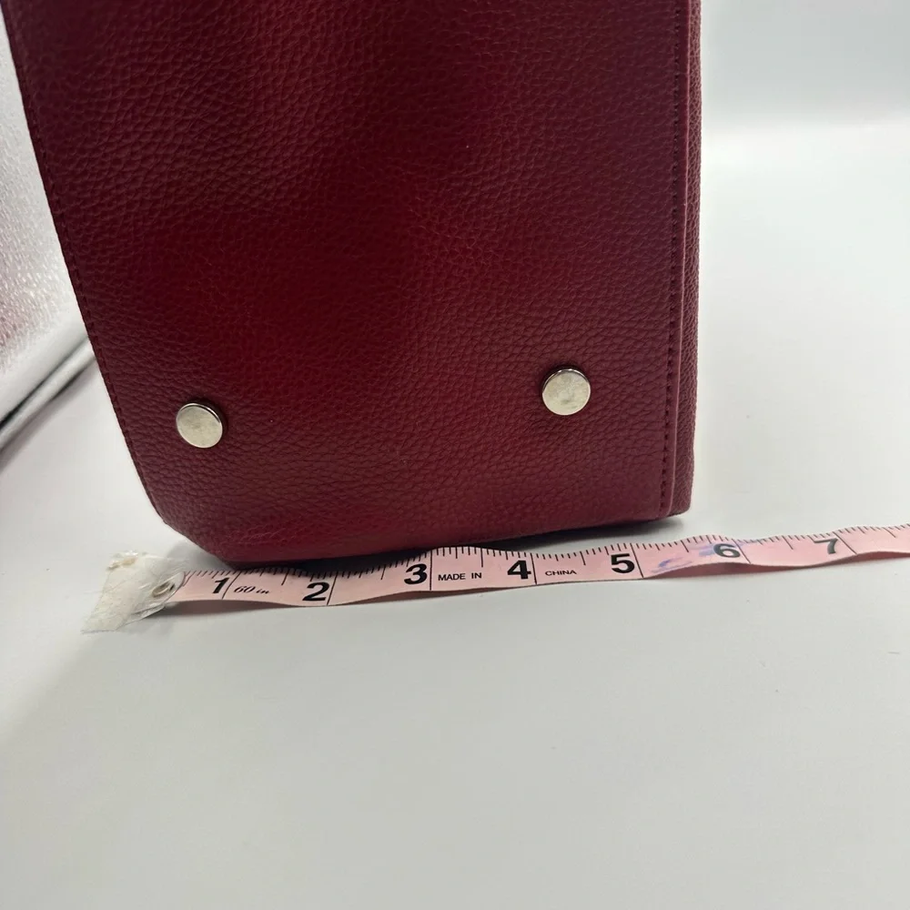 Dana Buchman Burgundy Floral Tote Purse Handbag Key Ring Pockets Feminine NWOT - Picture 12 of 12